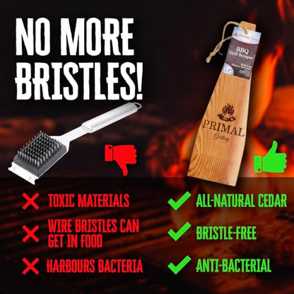 Cedar Grill Scraper Gift Set – 12" & 18" | Gift for Men & Dad | Bristle-Free BBQ Grill Cleaner Dual Pack | Safe for Gas, Charcoal & Flat-Top Grills | Wire Brush Alternative