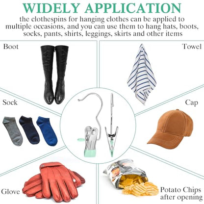 Yinder 150 Pcs Boot Hanger Clips Laundry Hook Stainless Steel, Light Green - color: Light Green