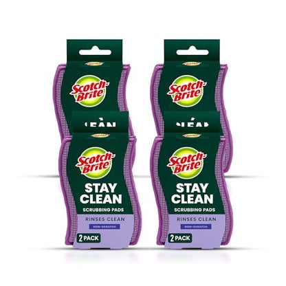 Scotch-Brite Dobie Stay Clean Scrubbers, Non-Scratch Dual-Sided Dish Sponges with Absorbent Cloth Side, Odor Resistant Scrubbing Pads for Dishes and Household Cleaning, 8-Pack - size: 8 Pads