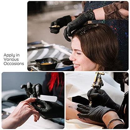 Segbeauty 20 Count Hair Dye Gloves, Large Black Reusable Rubber Gloves for Hair Styling, Powder Free, Professional Salon Coloring Accessories - color: Black-l