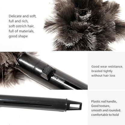 Retractable Ostrich Feather Duster for Cleaning, 15 Inch Fluffy and Natural Feather Duster with Retractable Handle， Reusable Eco-Friendly Handheld Cleaning Supplies (10 pcs) - color: Model-15”-brown-10 Pieces