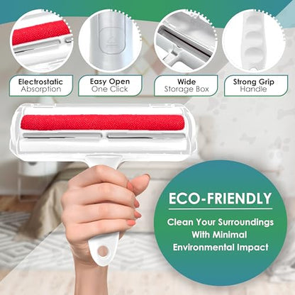 Pet Hair Remover Roller -Reusable, Self Cleaning Lint Roller for Pet Hair Removal on Furniture, Carpets, Clothes & Car Seats-Dog & Cat Hair Remover No Sticky Tapes (White) - color: White