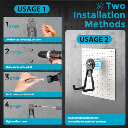 8Pcs Large Magnetic Hooks Heavy Duty, Strong Magnet Storage Hooks - color: 8 Pack-Black