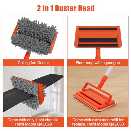 Qaestfy Pack of 2 Chenille Pad Refill Compatible with QAE026 Ceiling Fan Clenae Duster with Long Handle