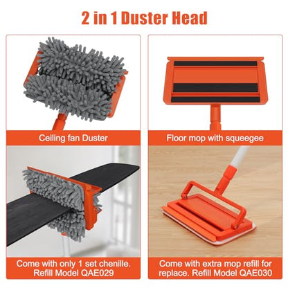 Qaestfy Pack of 2 Chenille Pad Refill Compatible with QAE026 Ceiling Fan Clenae Duster with Long Handle