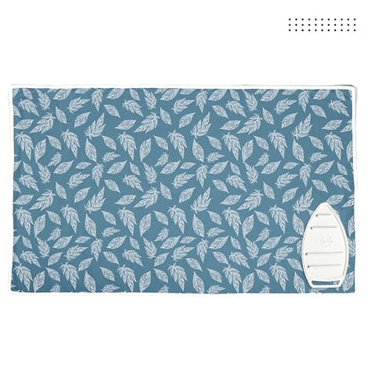 Encasa XO Ironing Mat, Heat Resistant Pad 48"x28" Big Leaves Blue - color: Big Leaves Blue, size: Large