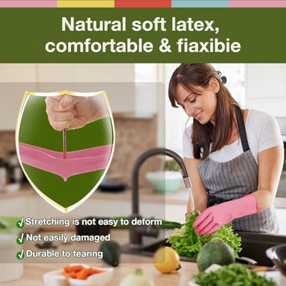 Kitchen Dish Washing Gloves 5 Pairs Rubber Cleaning Reusable Gloves Large - size: Large