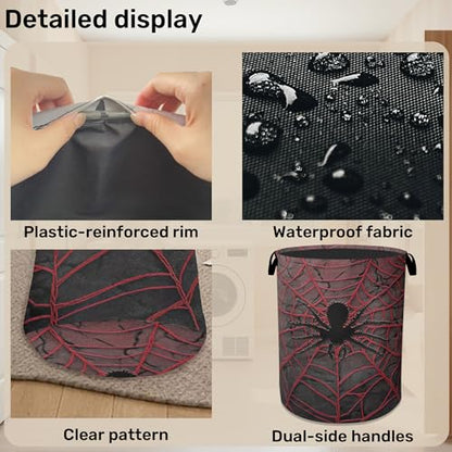 Spider Web Cool Foldable Laundry Hamper - Waterproof Fabric Storage Basket with Handles, Clothes Hampers for Laundry,Bedroom,Dorm - color: Spider Web Cool