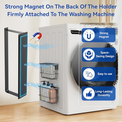 Laundry Room Organization and Storage Magnetic Dryer Ball Holder with Magnetic Hanger Holder, Magnetic Lint Bin for Washer Dryer, Iron Basket Dryer Ball Container, Magnetic Laundry Organizer (Gray) - color: Gray