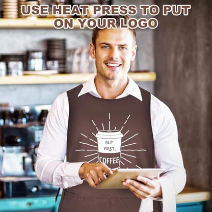 TFTAFAN Cobbler Apron Unisex Waterproof Apron with 2 Deep Pockets Art Smock for Painting Cleaning Artiest Apron work kitchen - color: Brown (Coffee)