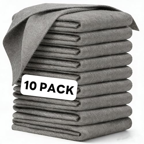 Thickened Magic Cleaning Cloths - 10 Pack Premium, Streak/Lint/Scratch-Free for Cars, Ultra-Absorbent Reusable Rags for Screens, Glass, Windows, Kitchen & Mirror, Durable, Gray (11.8''x 7.8'')