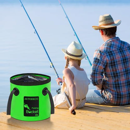20L Collapsible Bucket 5 Gallon Water Container Folding Water Bucket with Handle Portable Wash Basin - color: Dark Green, size: 20L-1Pcs
