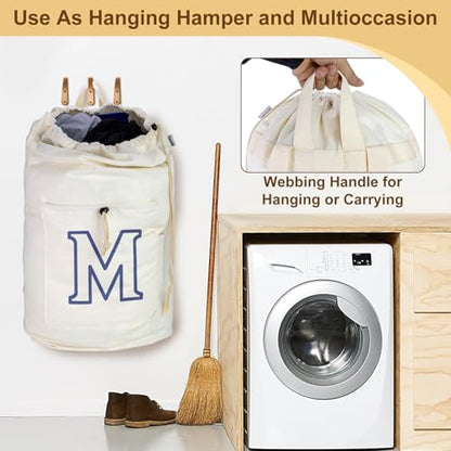 Laundry Bag Backpack Personalized Initial Canvas Laundry Bag, Letter M - color: Letter M, size: X-Large