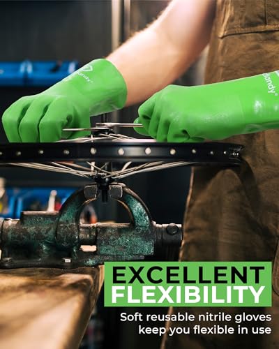 HANDLANDY Chemical Gloves, Heavy Duty Cleaning Gloves - color: Green (6 Pair), size: Large