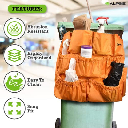 Alpine Trash Can Caddy Bag for Commercial Cleaning with 12 Pockets - size: 1-pack