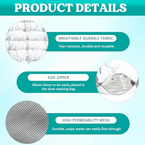Shoe Washing Machine Bag 2 Pack, Laundry Shoe Bag for Washer and Dryer - color: White2pcs