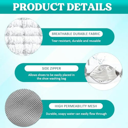 Shoe Washing Machine Bag 2 Pack, Laundry Shoe Bag for Washer and Dryer - color: White2pcs