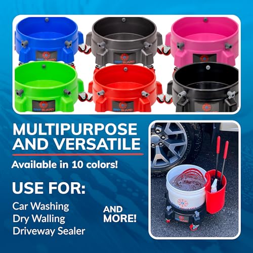 Grit Guard Bucket Dolly with Wheels - Rolling Detailing Wash Bucket with 5 Wheels and 2 Locking Casters Compatible with 2.5, 4, 5 and 6 Gallon Buckets (Blue, 3" Red Casters) - Made in the USA - color: Blue, size: 3" Red Casters