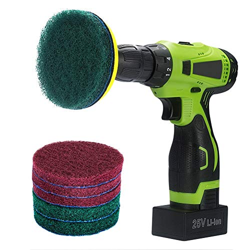 4 Inch Drill Powered Brush Tile Scrubber Scouring Pads Cleaning Kit - size: 4 Inch