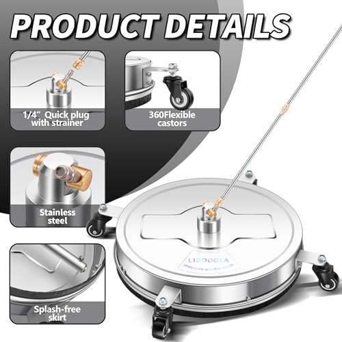 LidoDola 20'' Pressure Washer Surface Cleaner, Power Washer Accessory - size: 20 INCH SILVER