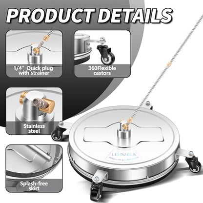 LidoDola 20'' Pressure Washer Surface Cleaner, Power Washer Accessory - size: 20 INCH SILVER