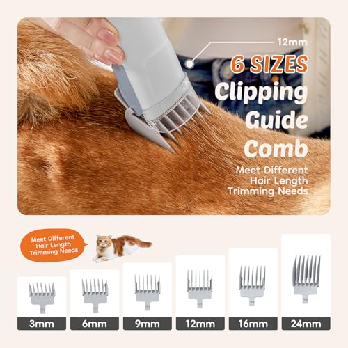 NEWBULIG Pet Grooming Vacuum Kit for Cats and Dogs, 3 Suction Modes - color: Light Grey, size: 13.2"×5.9"×8.1"