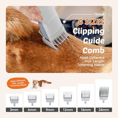 NEWBULIG Pet Grooming Vacuum Kit for Cats and Dogs, 3 Suction Modes - color: Light Grey, size: 13.2"×5.9"×8.1"