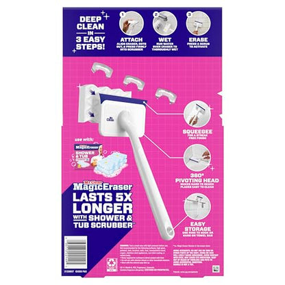 Mr. Clean Magic Eraser Shower & Tub Scrubber, Bathroom Cleaner, All in One Bathroom Cleaner, Lemon Starter Kit, 2 Scrubber, 5 Foaming Magic Erasers, 1 Whole Home Extra Durable Magic Eraser - size: 2 Devices + 6 Refills