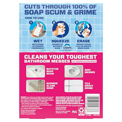 Mr. Clean Magic Eraser Sponge, Bathroom Cleaner, Shower Cleaner, Tub Cleaner, Soap Scum Remover, Bathroom Cleaning Supplies, Dawn Cleaning Power with Lemon Scent, 2 in 1 Bath, 5ct - size: 5 Count (Pack of 1), style: Original Version