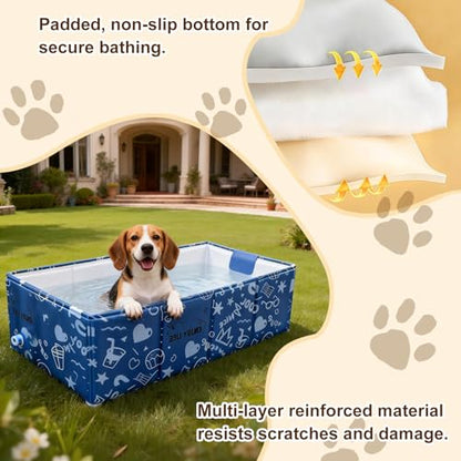 Foldable Dog Bathtub for Small to Medium Dogs & Cats Pool, Collapsible Pet Bath Tub for Shower/Kitchen Sink, Thickened Insulated Base, Portable & Space-Saving Puppy Wash Basin, Blue - color: Blue