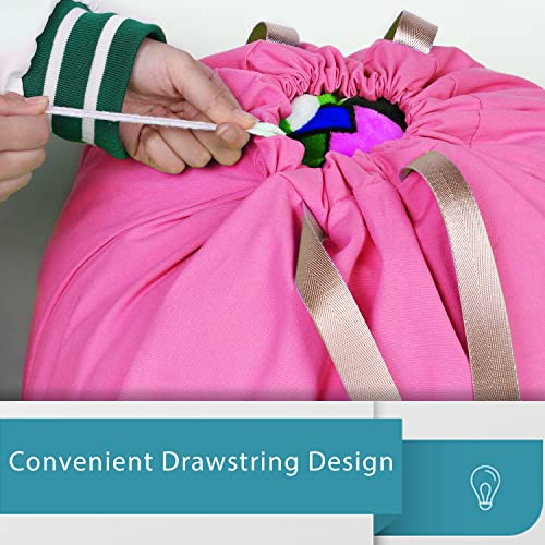 LOLOMLO Extra Large Canvas Laundry Bags with Handles & Drawstring Closure, Heavy Duty Tears Resistant Clothes Storage Travel Bags,25.5"x34",Hot Pink - color: Hot Pink
