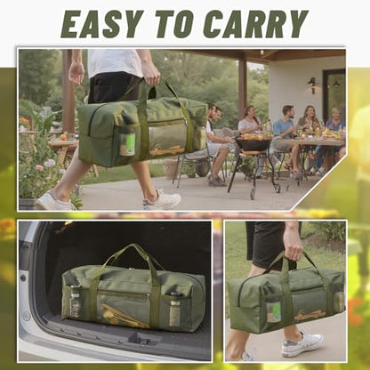 Amylove 24" Grill Tool Storage Bag, Waterproof BBQ Utensil Organizer, Green - color: Green