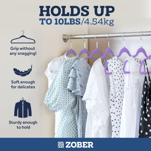Zober Purple Velvet Hangers 50 Pack, Slim Non Slip Clothes Hangers - color: Purple, size: 50 Pack