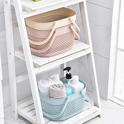 rejomiik 2 Pack Portable Plastic Shower Caddy Basket with Handles, Pink - color: Pink, size: 2 pack