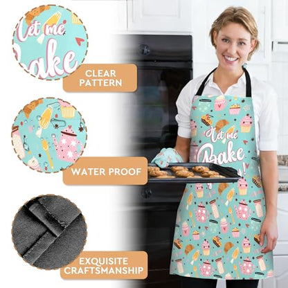 Adjustable Baking Aprons for Women - Cooking Aprons for Women with Pockets, Perfect for Baking Cooking Gradening - color: Blue Bake