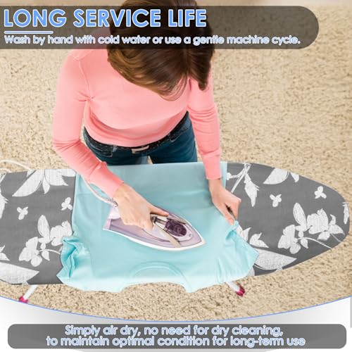 Ironing Board Cover 20" x 55" Extra Wide Thick Padding Fits Most Ironing Boards , Non-Stick, Scorch & Stain Resistant, Easy Install Elastic Edge, Bonus Heat Resistant Ironing Mesh Press Cloth for Home