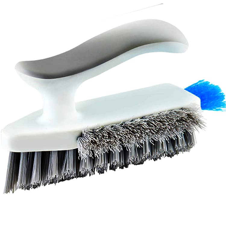 Grout and Corner Scrubber Brush with Scraper Tool 4-in-1, Stiff Bristles Crevice Floor Cleaner for Cleaning Bathroom Kitchen Wall Gap Cleaning Brush