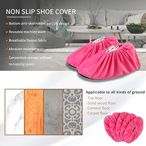 5 Pairs Reusable Shoe Covers, Non Slip Shoe Protectors Covers, Universal Soft Washable Thickened Foot Boot Shoe Covers for Indoors Home Laboratory (Pink) - color: Pink