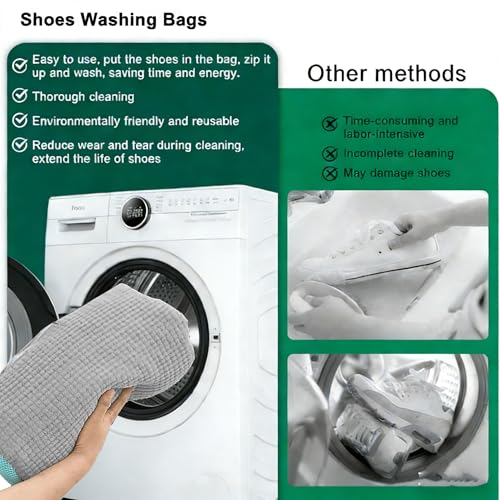 Shoes Washing Machine Bag(2 Pack),Reusable Laundry Bag for Washing Machine,Include 1 Dryer Mesh Bag and 2 Drying Racks,Shoes Bags with Durable Zipper for Sneakers and Canvas Shoes - color: Grey-2PCS