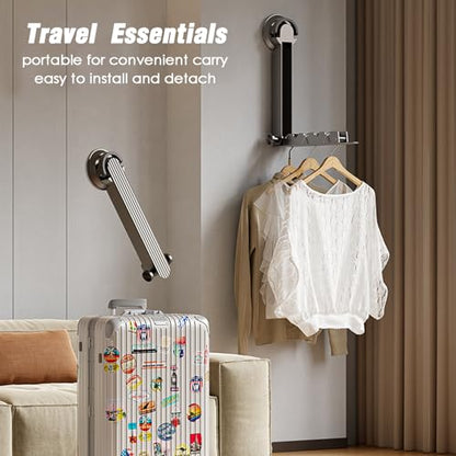 Foldaway Clothes Wall Mounted Drying Rack with Suction Cup,All Metal in Space Aluminum, Foldable, Retractable, Portable for Laundry (White) - color: White