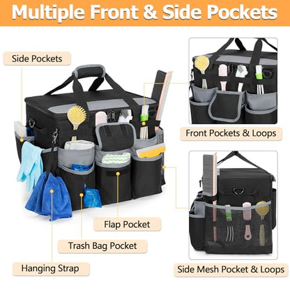 HODRANT Large Rolling Cleaning Caddy with Detachable Trolley & Lid