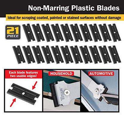 Titan Tools 17014 4-Inch Mini Razor Scraper with (20) Non-Marring Plastic Blades - style: Mini w Plastic Blades