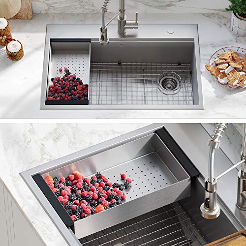 KRAUS Stainless Steel 16.75 in Workstation Sink Colander CS-6 - color: Stainless Steel, style: Colander