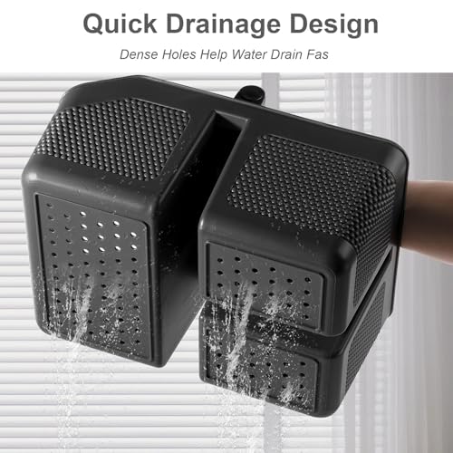 Plastic Shower Caddy Portable Shower Basket with Bamboo Handle, Dark Gray - color: Dark Gray