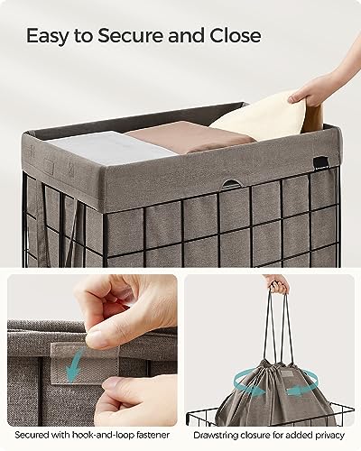 SONGMICS Laundry Hamper, Collapsible, 29 Gal. (110L) - color: Black + Camel Brown, size: 110 L
