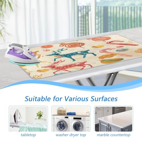 Red Deer Christmas Sweet Ironing Mat Thickened Ironing Blanket Travel Portable Double-Side Using Ironing Pad Travel Isolate Heat Pad Cover for Washer Dryer Table Top Countertop 27.6x47.2in - color: Red Deer Christmas Sweet