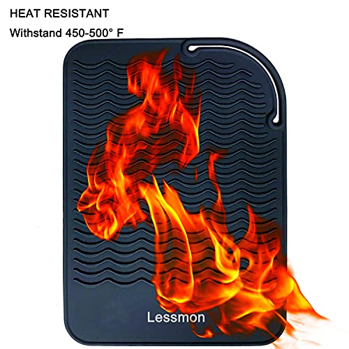 Lessmon Large Heat Resistant Mat for Hair Styling Tools, 11 x 7.5 in, Black - color: Black