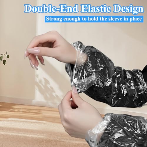 400 PCS 16 In Plastic Protective Arm Sleeves Disposable Oversleeves Covers Plastic Sleeve Protectors for Arms Painting Cleaning
