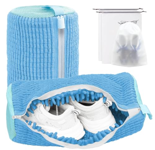 Shoe Washing Machine Bag,Laundry Shoe Bag for Washer and Dryer,Reusable Shoe Cleaning Bag for Sneakers,Tennis Shoes,With Self-locking Zipper, Microfiber Inside,Include Shoe Bag (Pro Blue - 2 Pack) - color: Pro Blue - 2 Pack