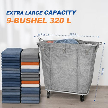 PLKOW 320L Rolling Laundry Cart with Wheels, Grey - color: Grey-320L